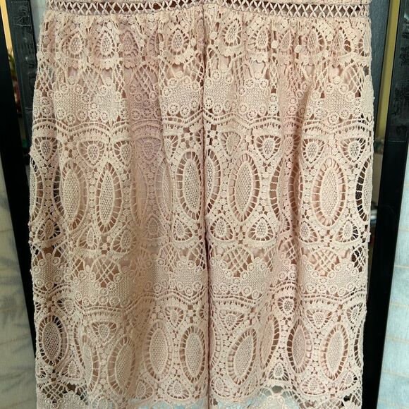 J.O.A. Pink Eyelet Crochet Lace Babydoll Fit & Flare Mini Dress L NWT - Picture 13 of 14